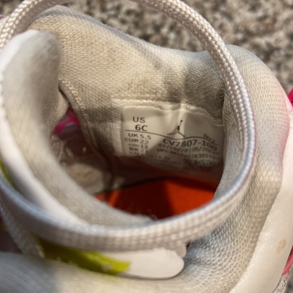 Little kids Jordans size 6C white with neon, pink and neon yellow. Super cute. - Picture 11 of 14